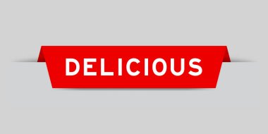 Gri arkaplanda lezzetli sözcüğüyle birlikte kırmızı etiket eklendi