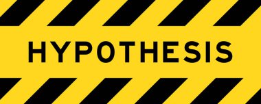 Sarı ve siyah renkli çizgili etiket pankartı ve kelime hipotezi