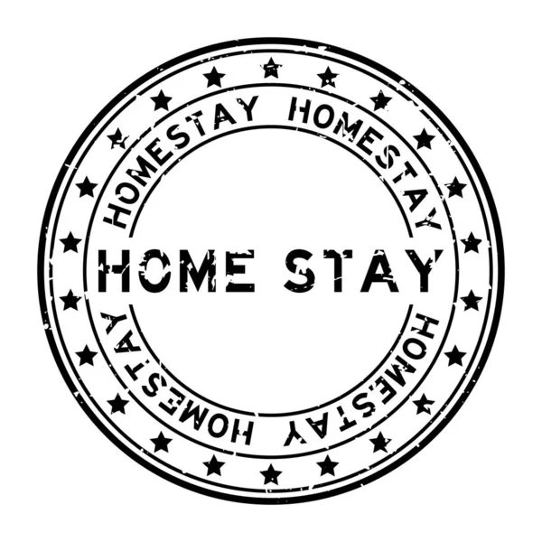 Grunge Black Home Stay Word Star Icon Rubber Seal Stamp — Stockvector