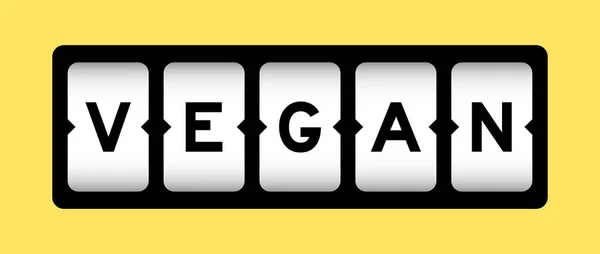 Schwarze Farbe Wort Vegan Auf Schlitzbanner Mit Gelbem Hintergrund — Stockvektor