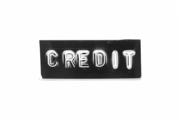 Black Color Banner Have Embossed Letter Word Credit White Paper — Stock Photo, Image