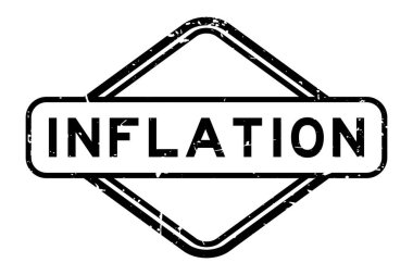 Grunge siyah enflasyon sözcüğü beyaz arka planda lastik mühür