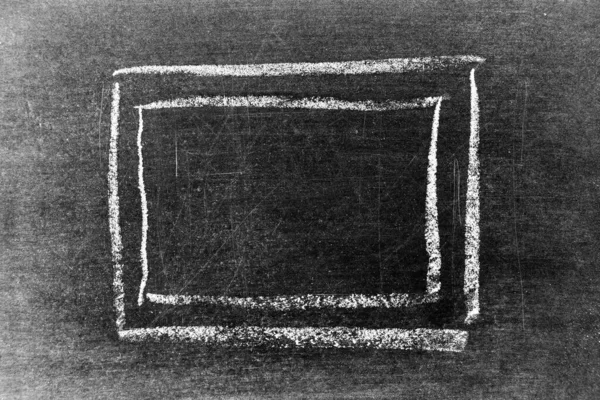 Λευκό Χρώμα Κιμωλία Χέρι Σχέδιο Τετράγωνο Ορθογώνιο Σχήμα Στον Πίνακα — Φωτογραφία Αρχείου