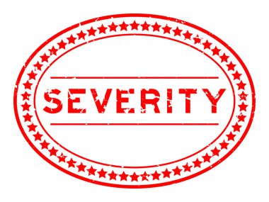 Grunge kırmızı ciddi kelime oval lastik mühür beyaz arka planda