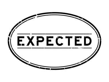 Grunge siyah beklenen kelime beyaz arka planda lastik mühür