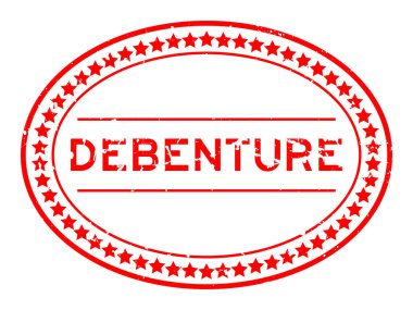 Grunge kırmızı borç sözcüğü oval lastik mühür beyaz arka planda