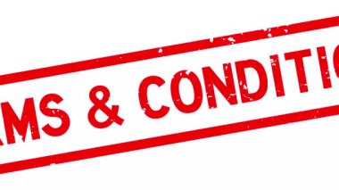 Grunge red terms and conditions word square rubber seal stamp zoom on white background