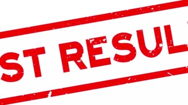 Grunge kırmızı test sonuçları kelime kare kauçuk mühür beyaz arkaplanda yakınlaştır