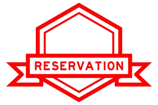 Vintage Red Color Hexagon Label Banner Word Reservation White Background — Vector de stock