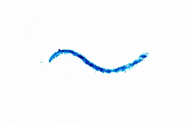 Blue Color Crayon Hand Drawing Curved Line Shape White Paper — Stockfoto