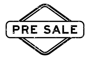 Grunge siyah satıştan önce beyaz arka planda lastik mühür damgası