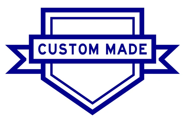 Vintage Blue Color Pentagon Label Banner Word Custom Made White — Vettoriale Stock