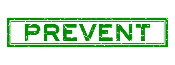 Grunge Green Prevent Word Sqaure Rubber Seal Stamp White Background — ストックベクタ