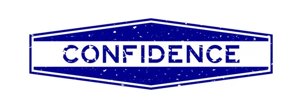 Grunge Blue Confidence Word Hexagon Rubber Seal Stamp White Background — Stockový vektor