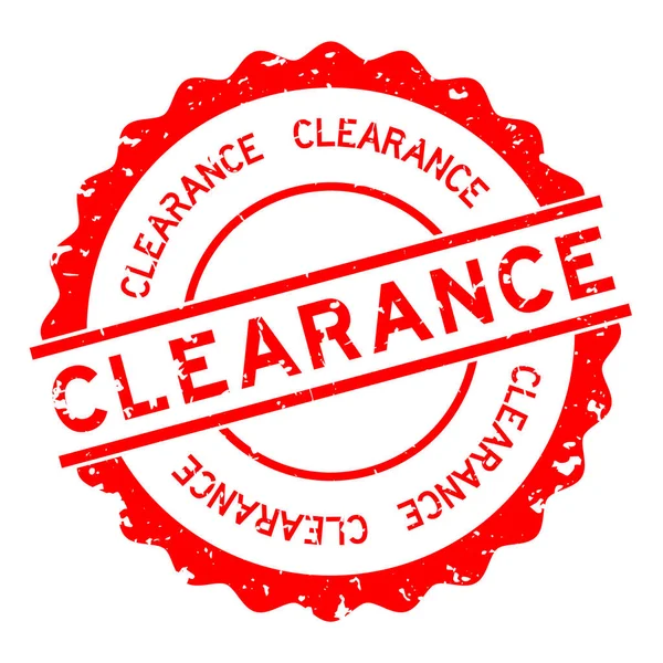 Grunge Red Clearance Word Rubber Seal Stamp White Background — Stock vektor