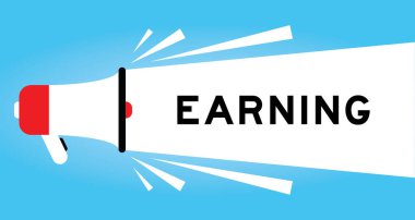 Mavi arkaplanda beyaz afişle kazanılan kelime ile renk megafonu simgesi