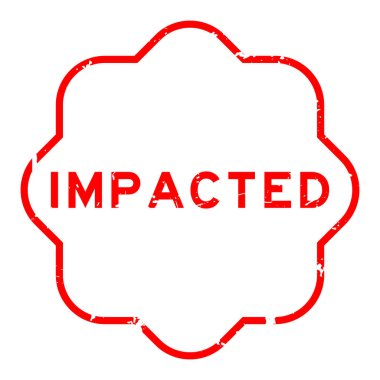 Grunge kırmızısı, beyaz arka planda lastik mühür sözcüğü.