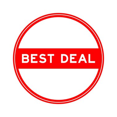 Kelime olarak kırmızı renkli mühür etiketi beyaz arkaplanda en iyi anlaşma