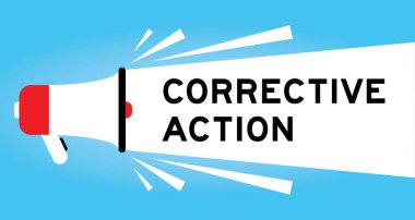 Mavi arkaplanda beyaz afiş ile kelime düzeltme eylemi ile renk megafonu simgesi