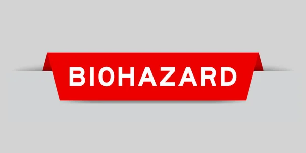 Red Color Inserted Label Word Biohazard Gray Background — Stock Vector