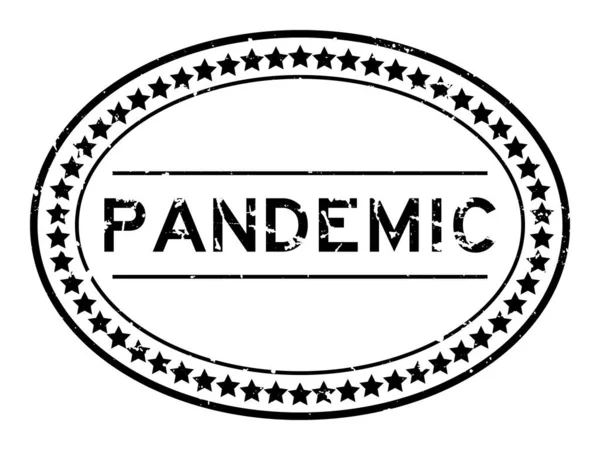 Grunge Pandemi Hitam Kata Oval Stempel Karet Pada Latar Belakang - Stok Vektor