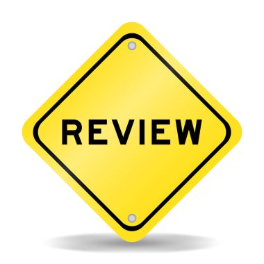 Yellow color transportation sign with word review on white background