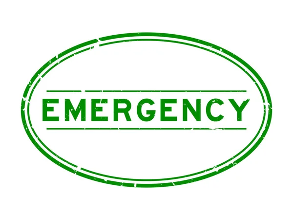 Grunge Green Emergency Word Oval Rubber Seal Stamp White Background —  Vetores de Stock