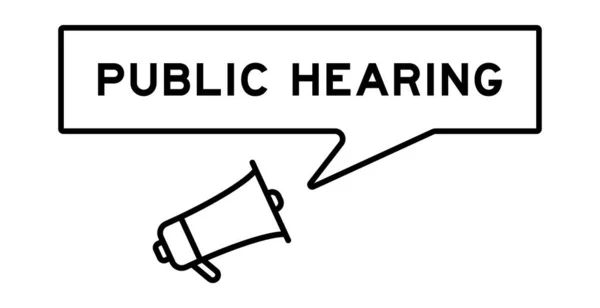 Megaphone Icon Speech Bubble Word Public Hearing White Background — Stockový vektor