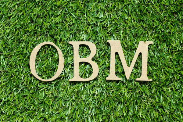 Wood Alphabet Letter Word Obm Abbreviation Original Brand Manufacturer Green — Stock Fotó