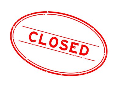 Grunge kırmızı kapalı kelime oval lastik mühür damgası beyaz arka plan üzerinde