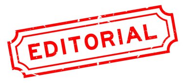 Grunge kırmızı yazı işleri sözcüğü beyaz arka planda lastik mühür