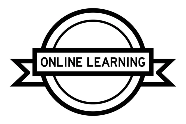 Vintage Black Color Label Banner Word Online Learning White Background — Stok Vektör