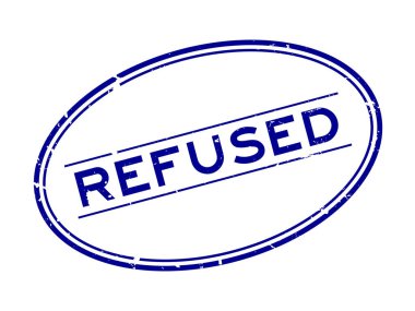 Grunge mavi beyaz arka plan üzerinde kelime oval kauçuk mühür damga reddetti