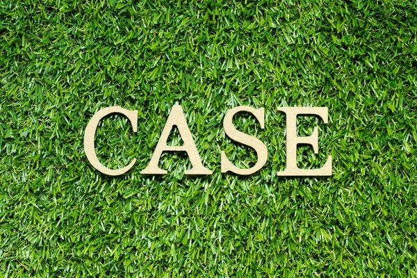 Wood Alphabet Letter Word Case Green Grass Background — Φωτογραφία Αρχείου