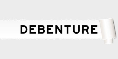 Yırtılmış gri kağıt arkaplanı yırtık parça altında sözcük borçlandırması