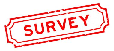 Grunge kırmızı anket kelime beyaz arka planda lastik mühür