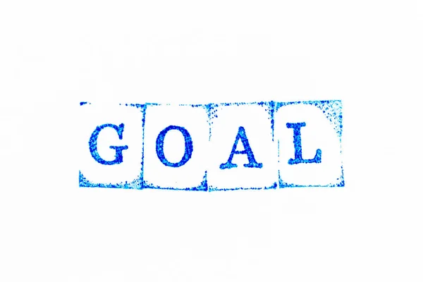 Blue Color Ink Rubber Stamp Word Goal White Paper Background — Foto de Stock