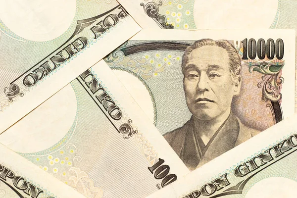 Grupo Notas Japonesas 10000 Ienes Fundo — Fotografia de Stock
