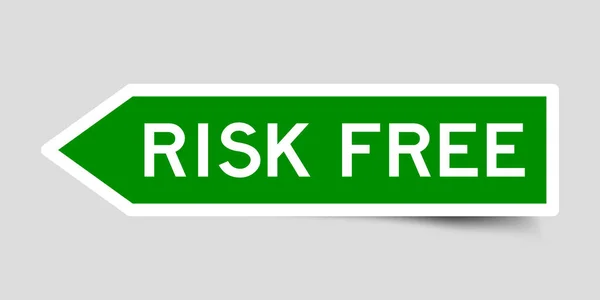Green Color Arrow Shape Sticker Label Word Risk Free Gray — Stock Vector