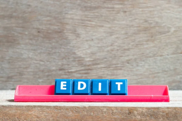 Tile Letter Red Rack Word Edit Wood Background — Stock Photo, Image