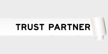 Ripped gray paper background that have word trust partner under torn part