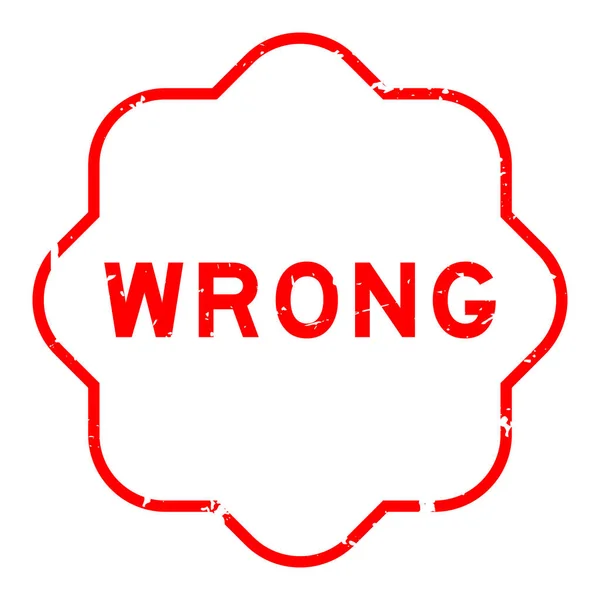 Grunge Red Wrong Word Rubber Seal Stamp White Background — Stockvector