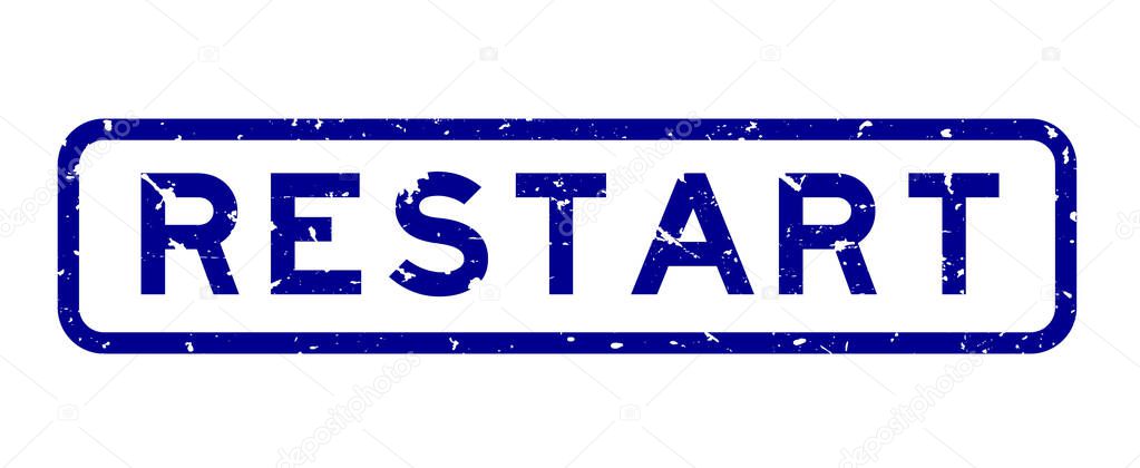 Grunge blue restart word square rubber seal stamp on white background