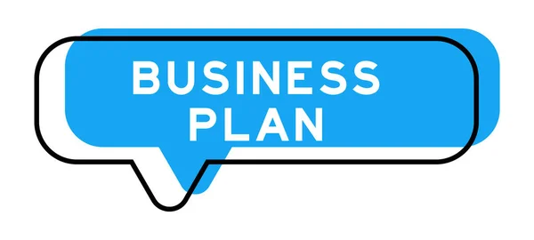 Speech Banner Blue Shade Word Business Plan White Background — Διανυσματικό Αρχείο