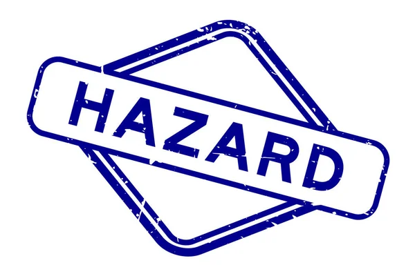 Grunge Blue Hazard Word Rubber Seal Stamp White Background — Stockvektor