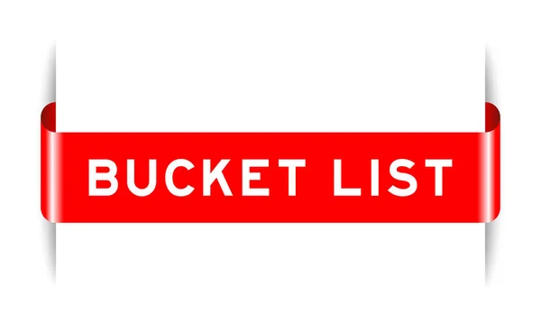 Red Color Inserted Label Banner Word Bucket List White Background — Stok Vektör