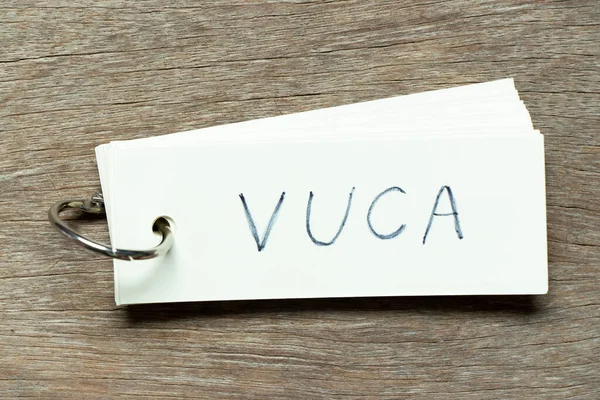 Flash Card Handwriting Word Vuca Abbreviation Volatility Uncertainty Complexity Ambiguity — Foto de Stock