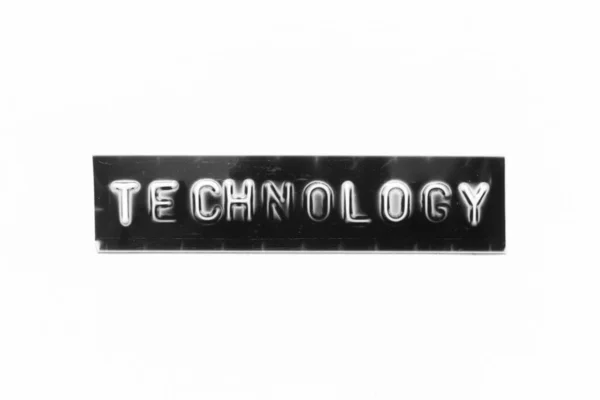 Embossed Letter Word Technology Black Banner White Paper Background — Stockfoto