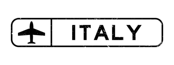 Grunge Black Italy Word Plane Icon Square Rubber Seal Stamp — Stockvektor