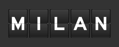 Gri arkaplanda Milan sözcüğüyle siyah renk analog çevirme tahtası